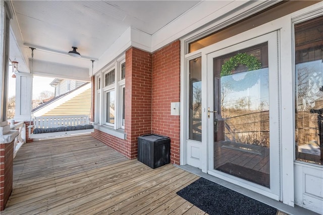 deck featuring a porch