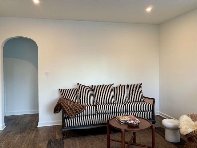 living area with dark wood-type flooring