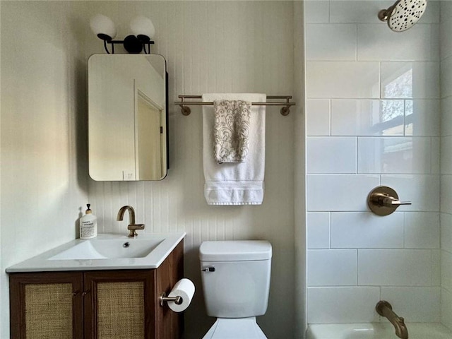 full bathroom with vanity, shower / bathing tub combination, and toilet