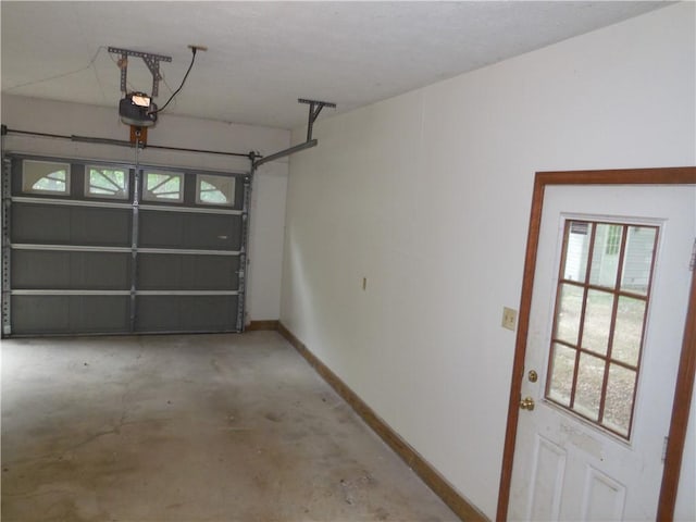 garage with a garage door opener