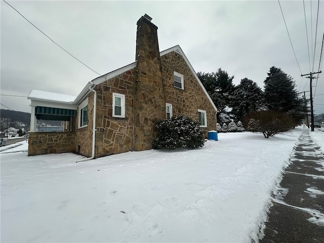 view of snow covered exterior