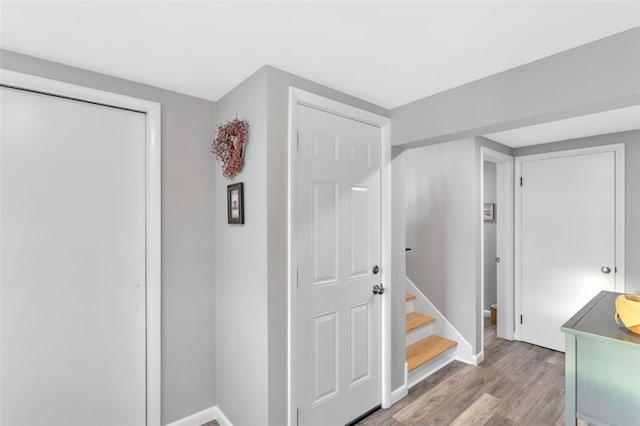 interior space with hardwood / wood-style floors