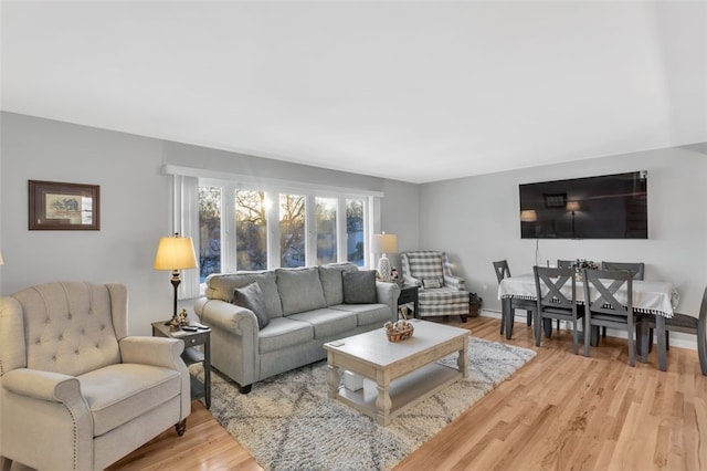 living room featuring light hardwood / wood-style flooring