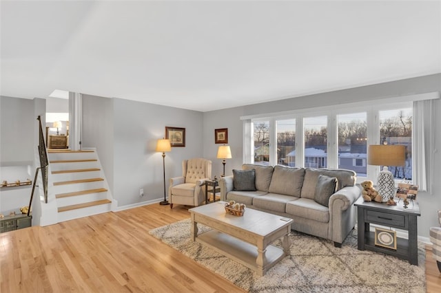 living room featuring light hardwood / wood-style floors