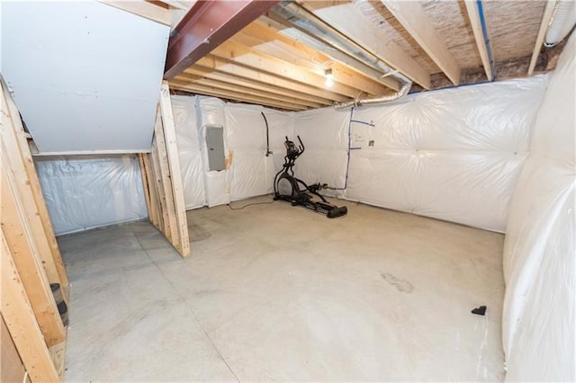 basement with electric panel