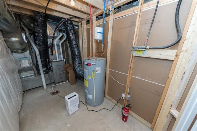 utility room with water heater