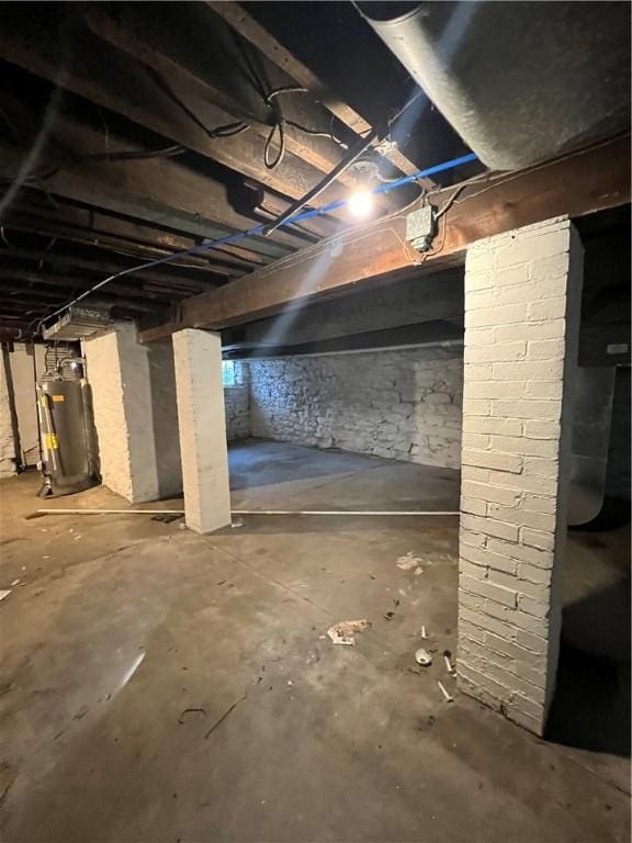 basement with gas water heater