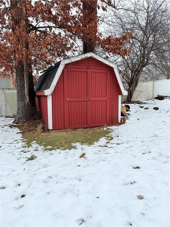 view of snow covered structure