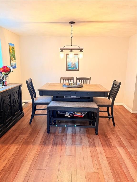 dining area with wood-type flooring