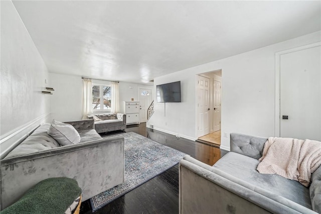 living room with hardwood / wood-style floors