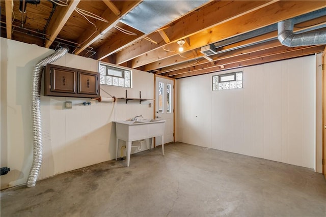 basement featuring sink