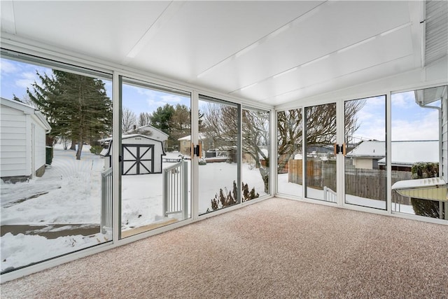 view of unfurnished sunroom