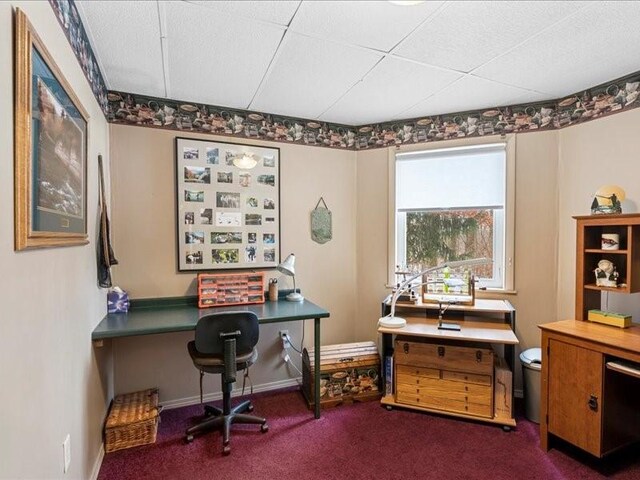 view of carpeted office space