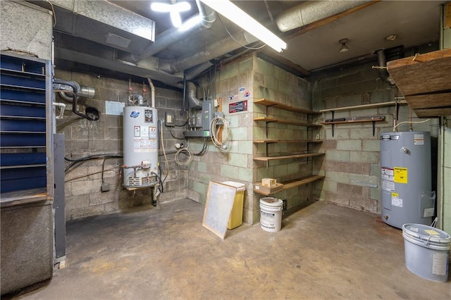 utility room featuring electric water heater and water heater