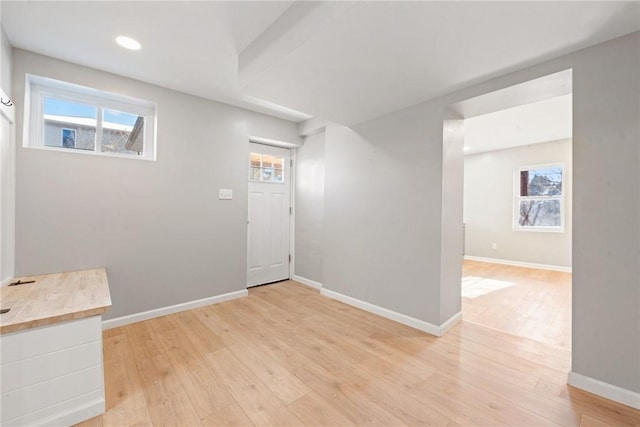 entryway with light hardwood / wood-style flooring and a wealth of natural light