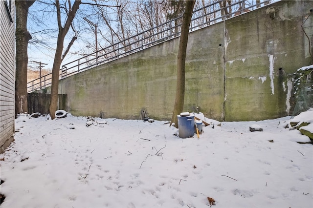 view of snow covered property