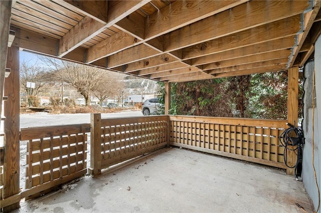 view of snow covered patio