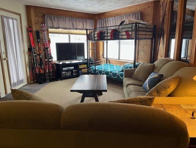 living room featuring carpet flooring