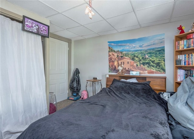 bedroom featuring a drop ceiling