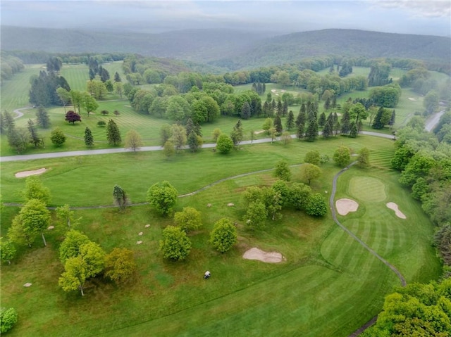 drone / aerial view with a mountain view