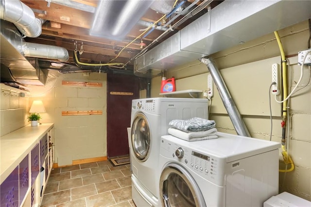 washroom with washing machine and clothes dryer