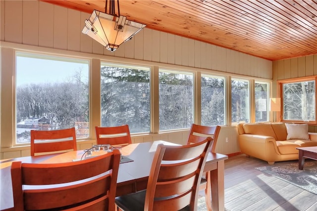 sunroom / solarium with a wealth of natural light and wooden ceiling