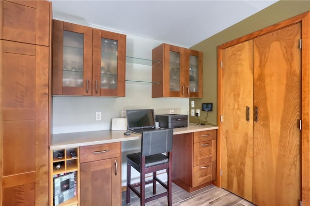 kitchen with built in desk