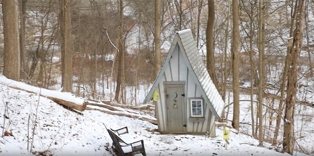 view of snow covered structure