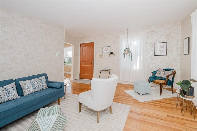 living room with hardwood / wood-style floors