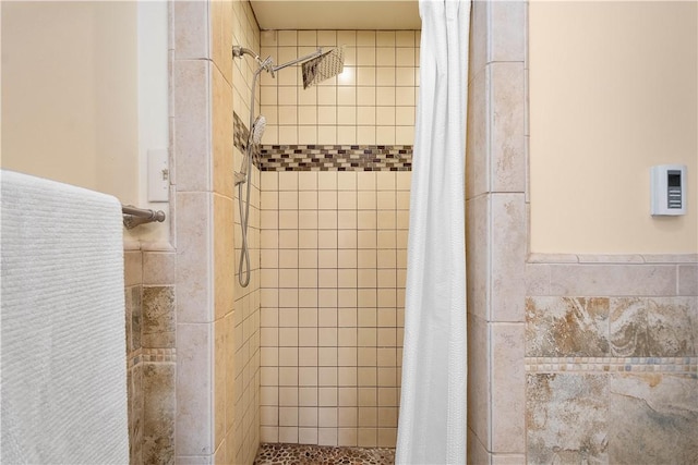 bathroom featuring a shower with curtain