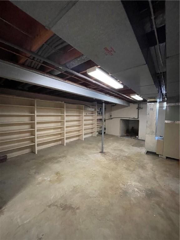 basement with heating unit