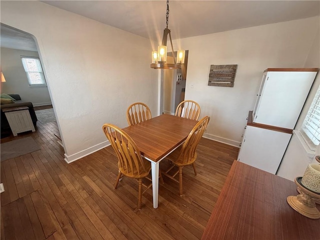 dining room with dark hardwood / wood-style floors