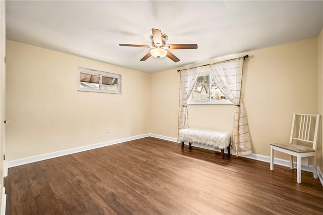 unfurnished room featuring ceiling fan and wood-type flooring