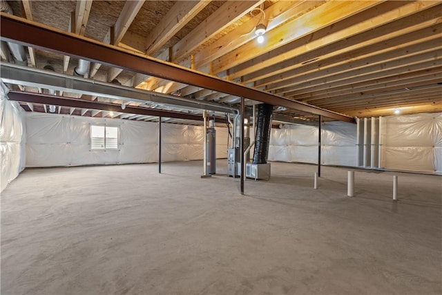 basement with heating unit