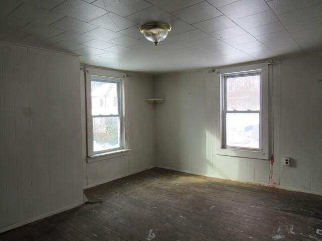 empty room featuring dark hardwood / wood-style flooring