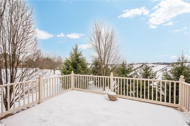 view of snow covered patio