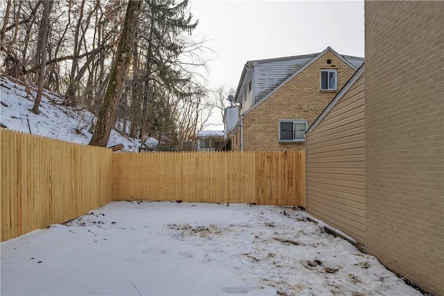 view of yard covered in snow