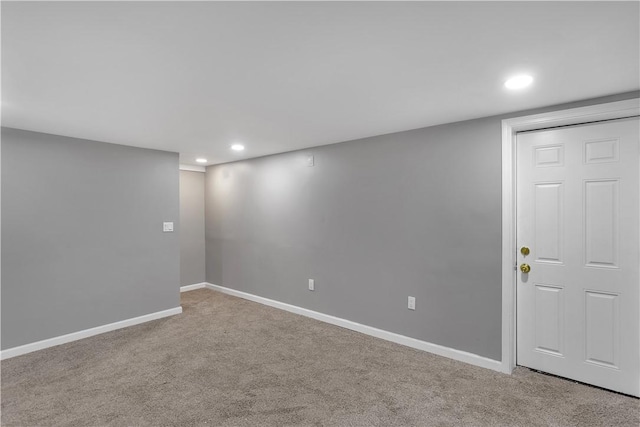 basement with carpet floors