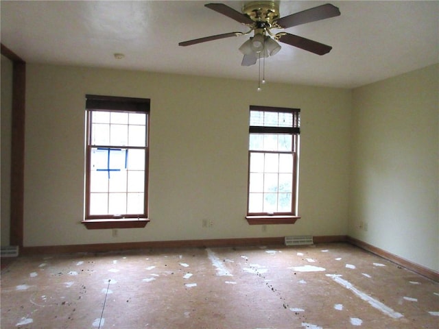 unfurnished room featuring ceiling fan