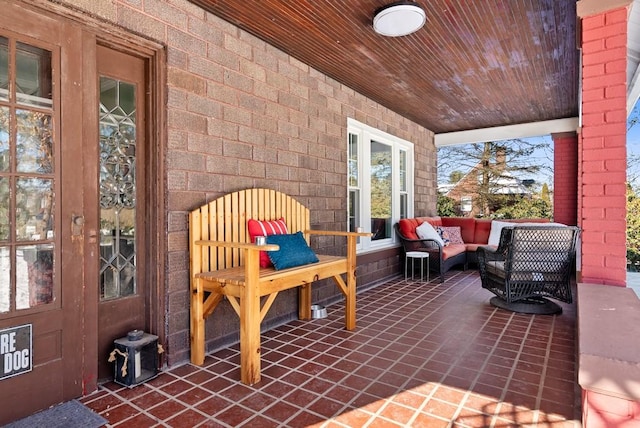 view of patio with an outdoor hangout area and french doors