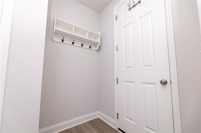 mudroom with hardwood / wood-style flooring