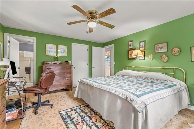 bedroom featuring ceiling fan