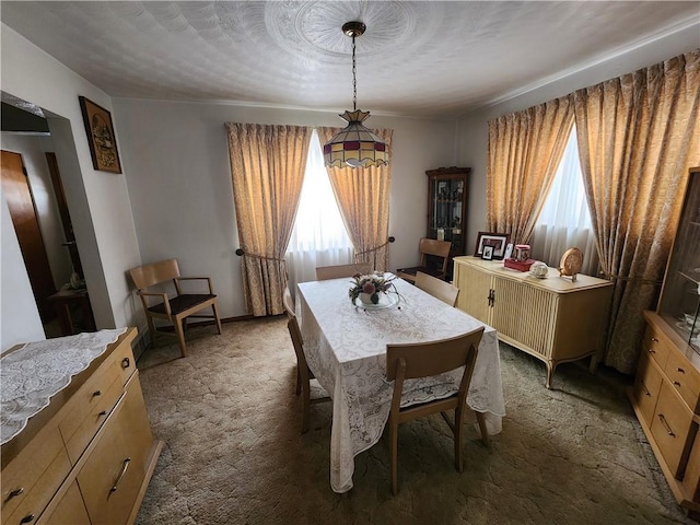 dining space featuring carpet floors