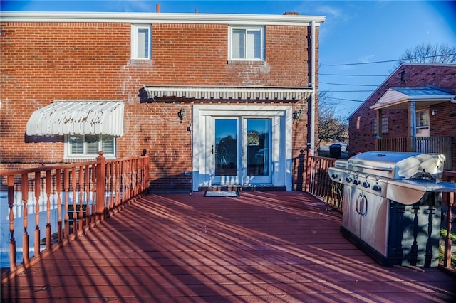 deck featuring grilling area