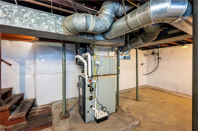 basement with heating unit