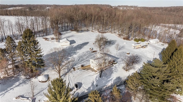 115 Mill Creek Rd, Mill Creek, PA 16145 - snowy aerial view with a forest view