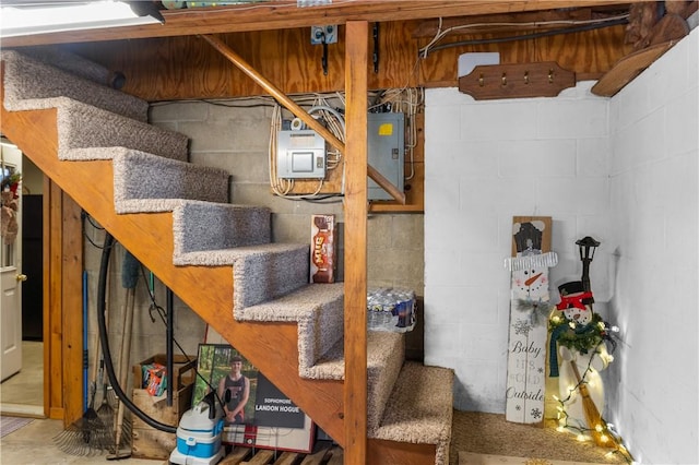 115 Mill Creek Rd, Mill Creek, PA 16145 - below grade area with stairs and electric panel