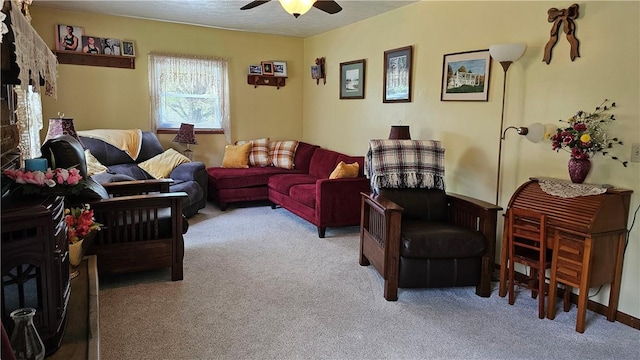 115 Mill Creek Rd, Mill Creek, PA 16145 - carpeted living room with ceiling fan