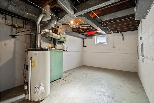 basement with water heater