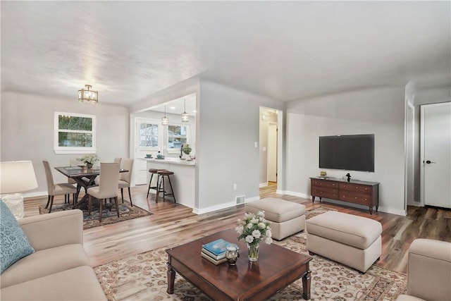 living room featuring hardwood / wood-style flooring